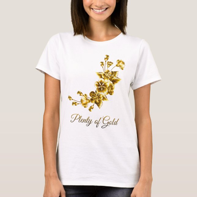 Camiseta Plenty of Gold Elegant Floral White & Gold (Frente)