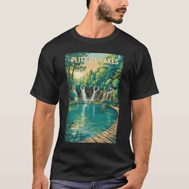 Camiseta Plitvice Lakes National Park Illustration Travel (Frente)