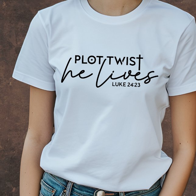 Camiseta Plot Twist Ele Mora Cristão Assustador (Criador carregado)