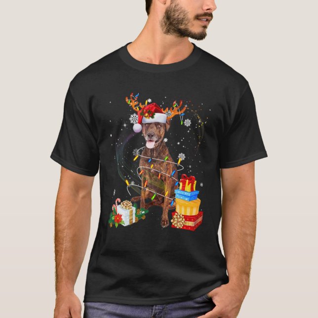 Camiseta Plott Hound Dog Reindeer Santa Christmas Funny Dog (Frente)