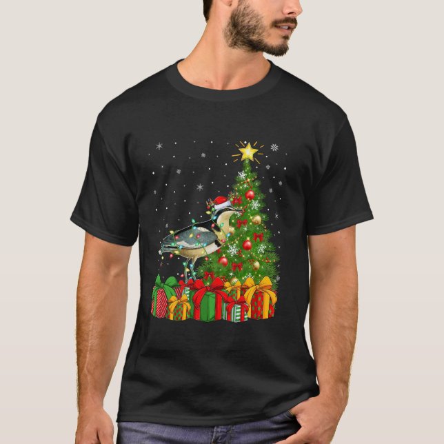 Camiseta Plover Bird Xmas Tree Lighting Santa Hat Plover Ch (Frente)