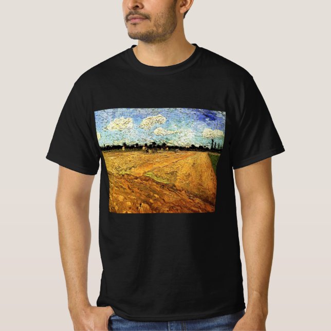 Camiseta Plowed Field (the Furrows), por Vincent van Gogh (Frente)
