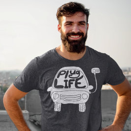 Camiseta Plug Life Cute White Electric Car Graphic