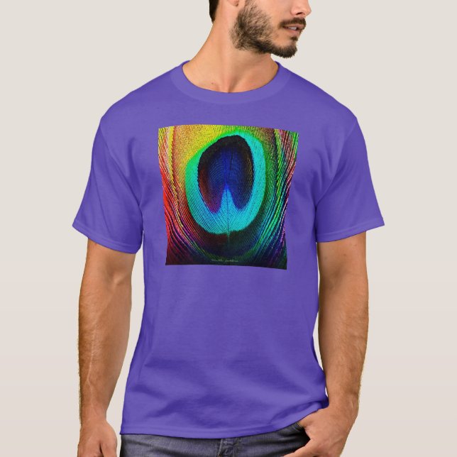 Camiseta Pluma de Pavão Vibrante (Frente)