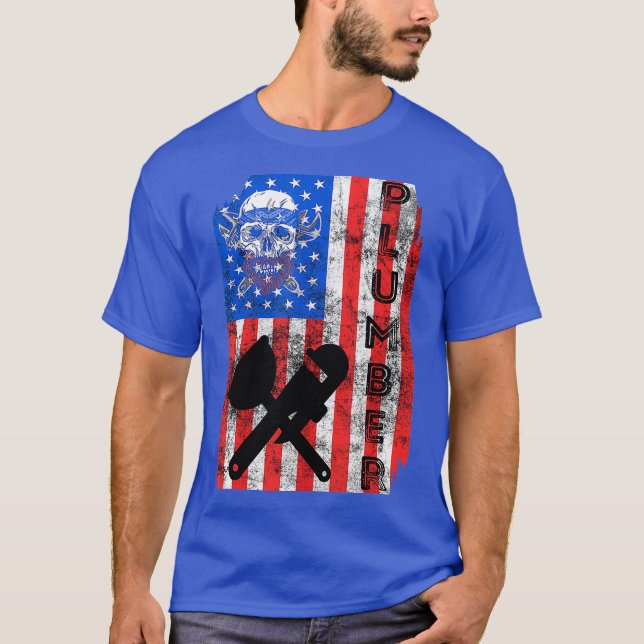 Camiseta Plumber American Flag Pipefitter America 4th (Frente)