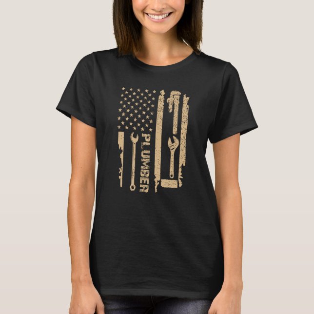 Camiseta Plumber Vintage US Flag Plumber (Frente)