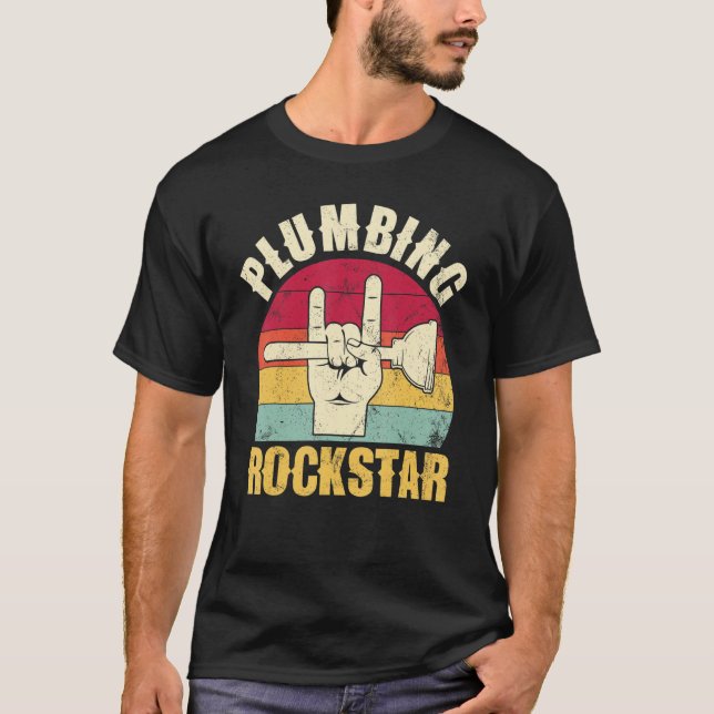 Camiseta Plumbing rockstar, funny plumber, toilet plunger h (Frente)