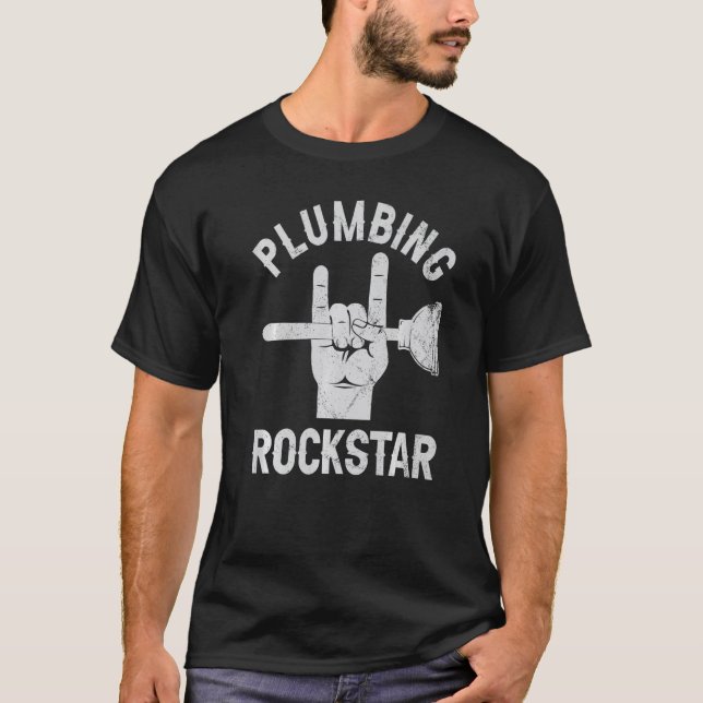 Camiseta Plumbing rockstar, funny plumber, toilet plunger h (Frente)