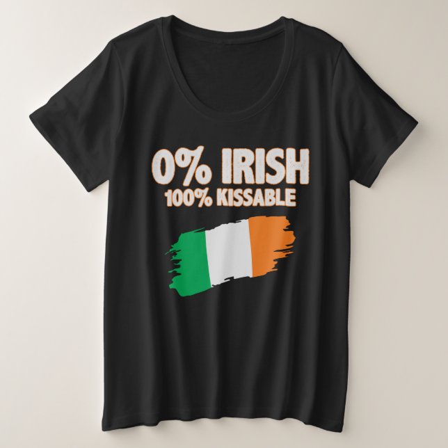 Camiseta Plus Size 0% irlandês 100% (Frente do Design)
