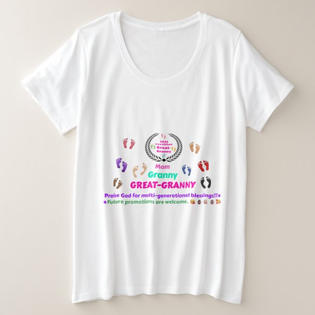 Camiseta Plus Size 2025 Great-Granny Commemorative (Frente do Design)