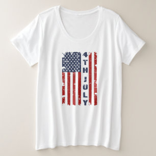 Camiseta Plus Size 4 de julho e Bandeira do EUA Torna