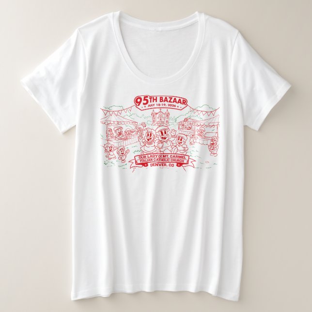 Camiseta Plus Size 95º Bazaar das Mulheres (Frente do Design)