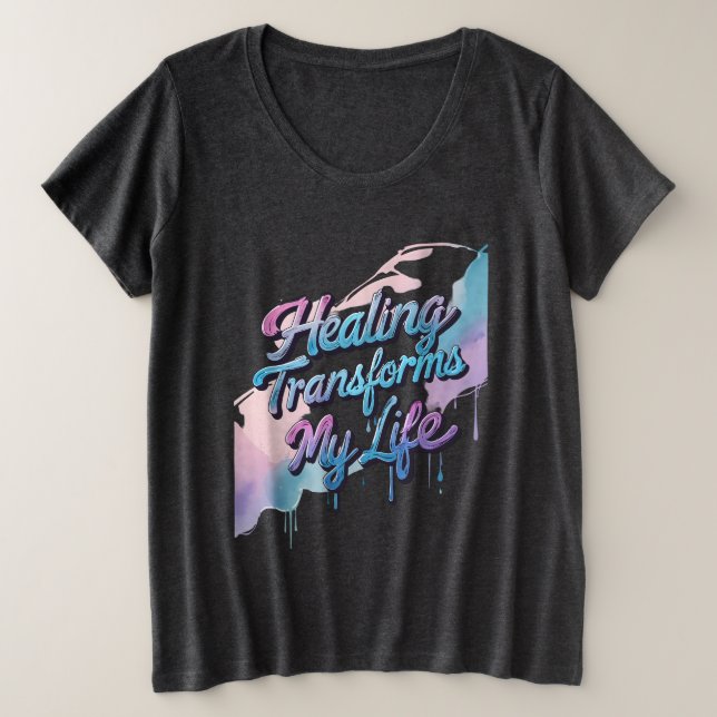 Camiseta Plus Size A cura transforma minha vida (Frente do Design)