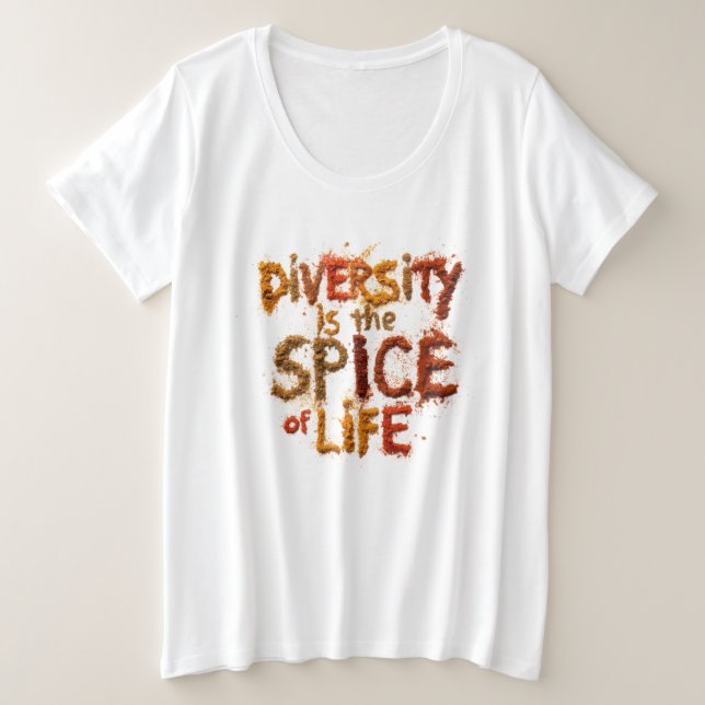 Camiseta Plus Size A Diversidade é o Temperinho da Vida - Espaço Segu (Frente do Design)