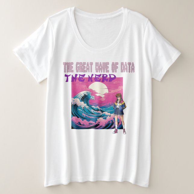 Camiseta Plus Size A Grande Onda de Dados (Frente do Design)