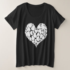 Camiseta Plus Size A Heart Of Hearts Romantic Design Monotone White