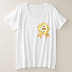 Camiseta Plus Size A melhor mãe sempre ganhadora do Ouro, fita prêmio