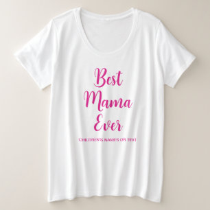 Camiseta Plus Size A Melhor Mama De Modelo De Script Rosa Personaliza