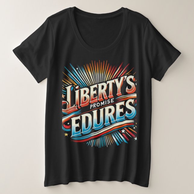 Camiseta Plus Size A promessa da liberdade é consistente (Frente do Design)