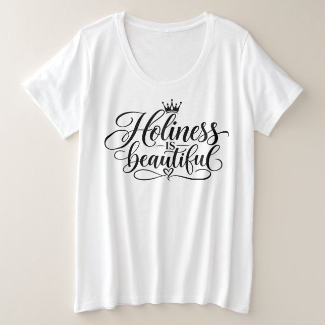 Camiseta Plus Size A santidade é linda  (Frente do Design)