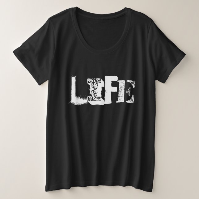 Camiseta Plus Size A vida acontece (Frente do Design)
