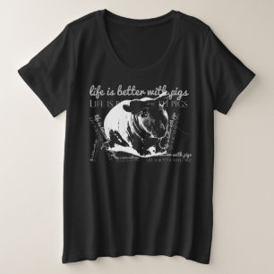Camiseta Plus Size A vida é melhor com porcos