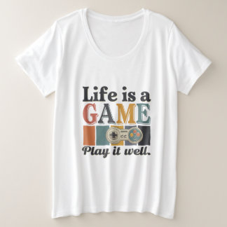Camiseta Plus Size 🎮 "A vida é um jogo, jogue bem"