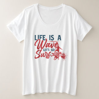Camiseta Plus Size A vida é uma onda vamos surf