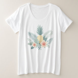 Camiseta Plus Size Abacaxi floral e havaiano