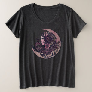 Camiseta Plus Size Abençoado Seja Deusa Lua Arte Pagan