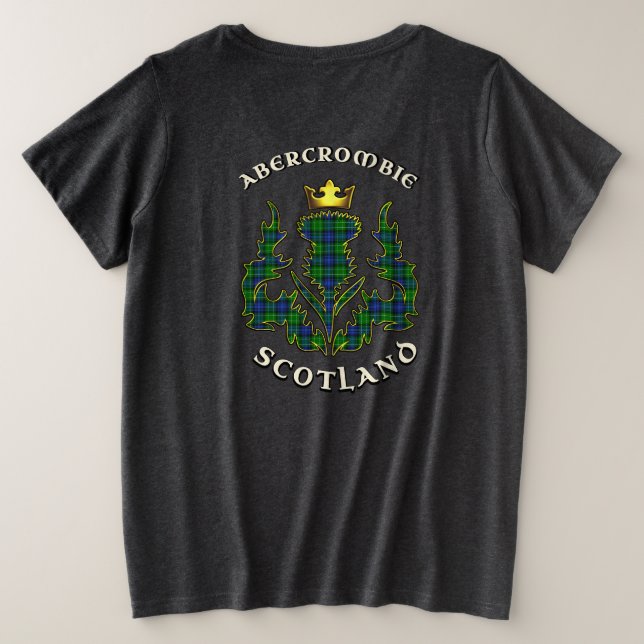 Camiseta Plus Size Abercrombie Clan Badge & Tartan Crowned Thistle (Verso do Design)