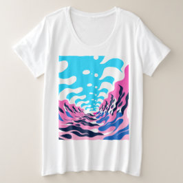 Camiseta Plus Size Abstract Dream Wave – Vibrant Surreal Flow
