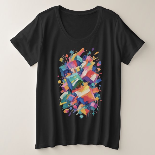 Camiseta Plus Size Abstract Paint Collision (Frente do Design)