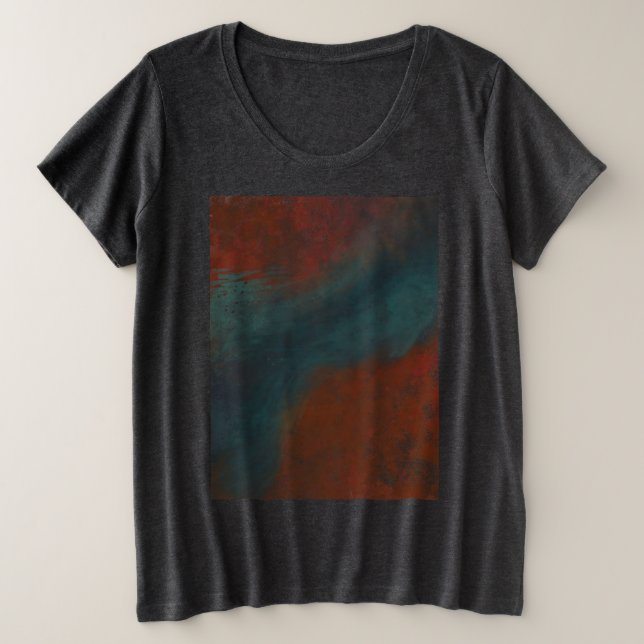 Camiseta Plus Size Abstrato 1: Vermelho e azul (Frente do Design)