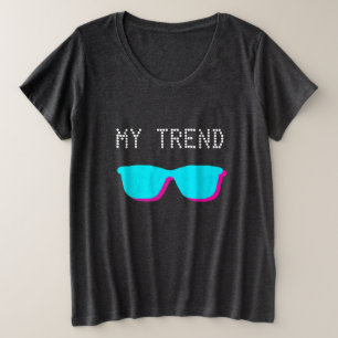Camiseta Plus Size Abstrato - Pop-Art - Turquesa e óculos cor-de-ros