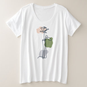 Camiseta Plus Size Abstrato Rosa