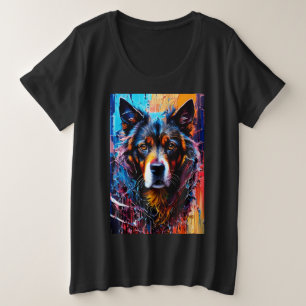 Camiseta Plus Size Abstrato splash color dog