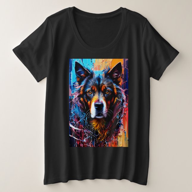 Camiseta Plus Size Abstrato splash color dog (Frente do Design)