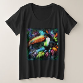 Camiseta Plus Size Abstrato Toucador de pássaros do Whimsso Laranja T