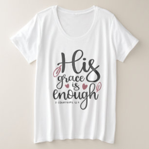 Camiseta Plus Size Abundant Grace - 2 Corinthians 12:9 Cristão