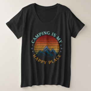 CAMISETA PLUS SIZE ACAMPAMENTO É MEU LUGAR FELIZ