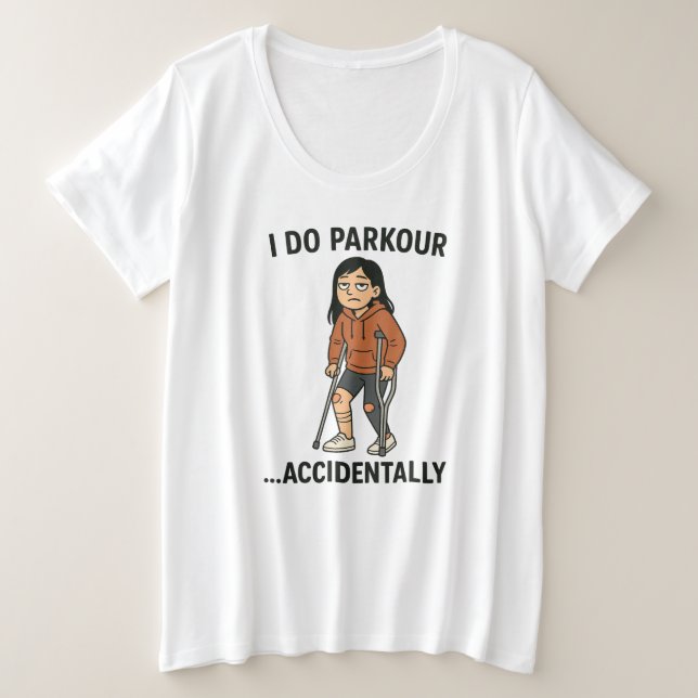 Camiseta Plus Size Accidental Parkour Champion (Frente do Design)