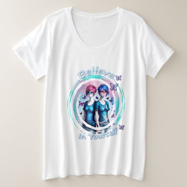 Camiseta Plus Size Acredite em si mesmo (Frente do Design)