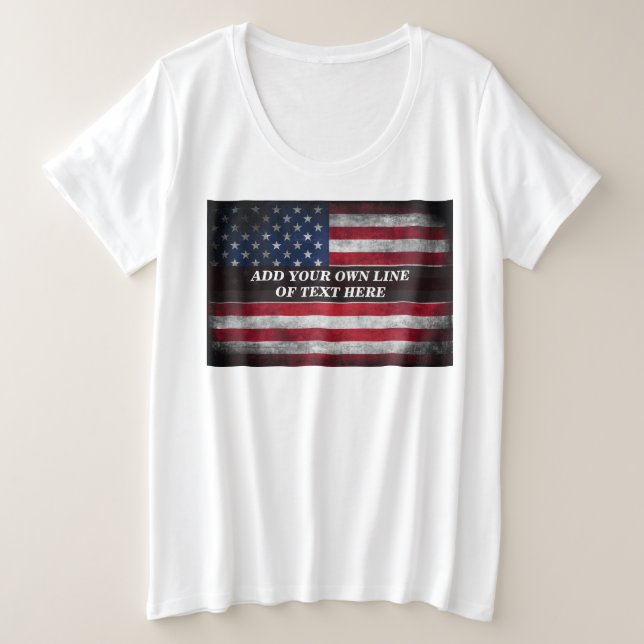 Camiseta Plus Size Add your text on American flag  (Frente do Design)