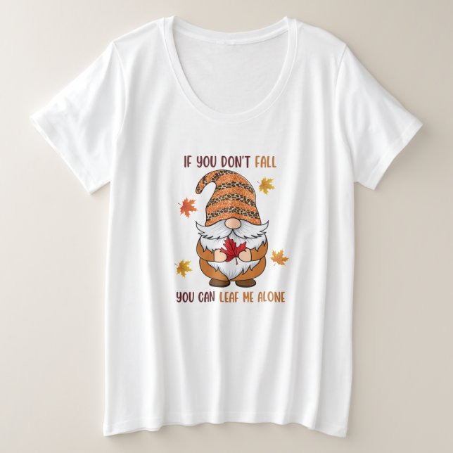 Camiseta Plus Size Adorável Outono Doce Outono/Gnome (Frente do Design)