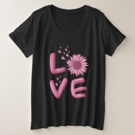 Camiseta Plus Size Adoro Girassol Rosa