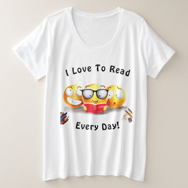Camiseta Plus Size Adoro Ler Leitura De Livros (Frente do Design)