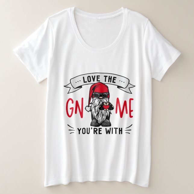 Camiseta Plus Size Adoro o Gnome comigo, mulheres (Frente do Design)