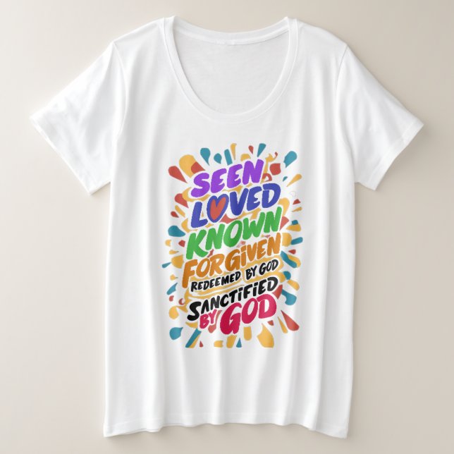 Camiseta Plus Size Afirmação divina: Abrangendo a identidade espiritu (Frente do Design)