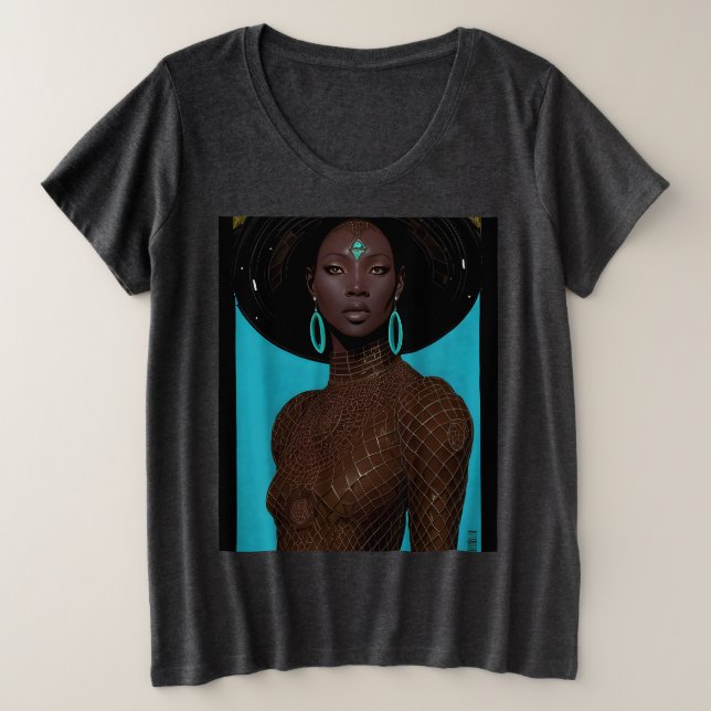 Camiseta Plus Size Afro Futurista (Frente do Design)
